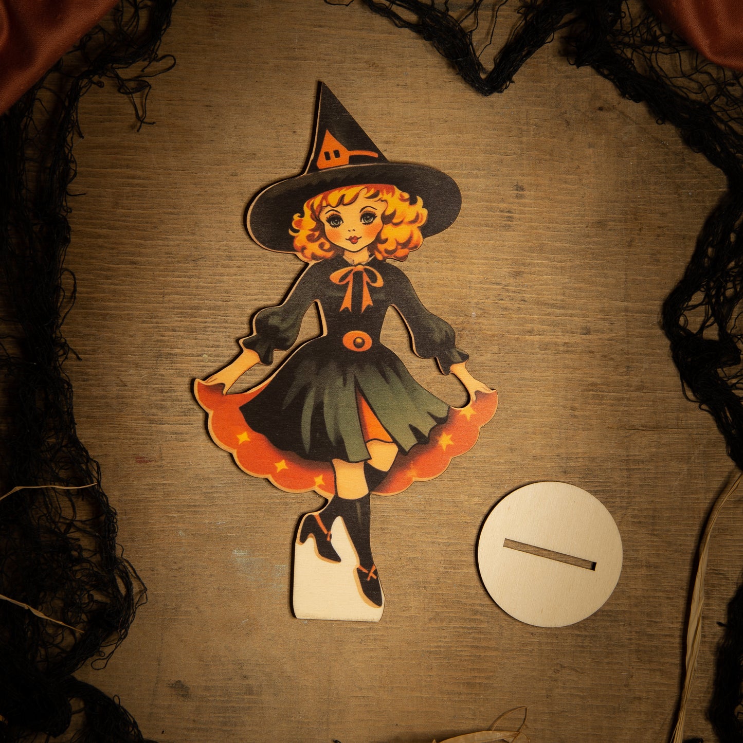 Halloween Decoration witch with Pumpkin wooden ornament, fall decor, halloween decor laser cut unique halloween