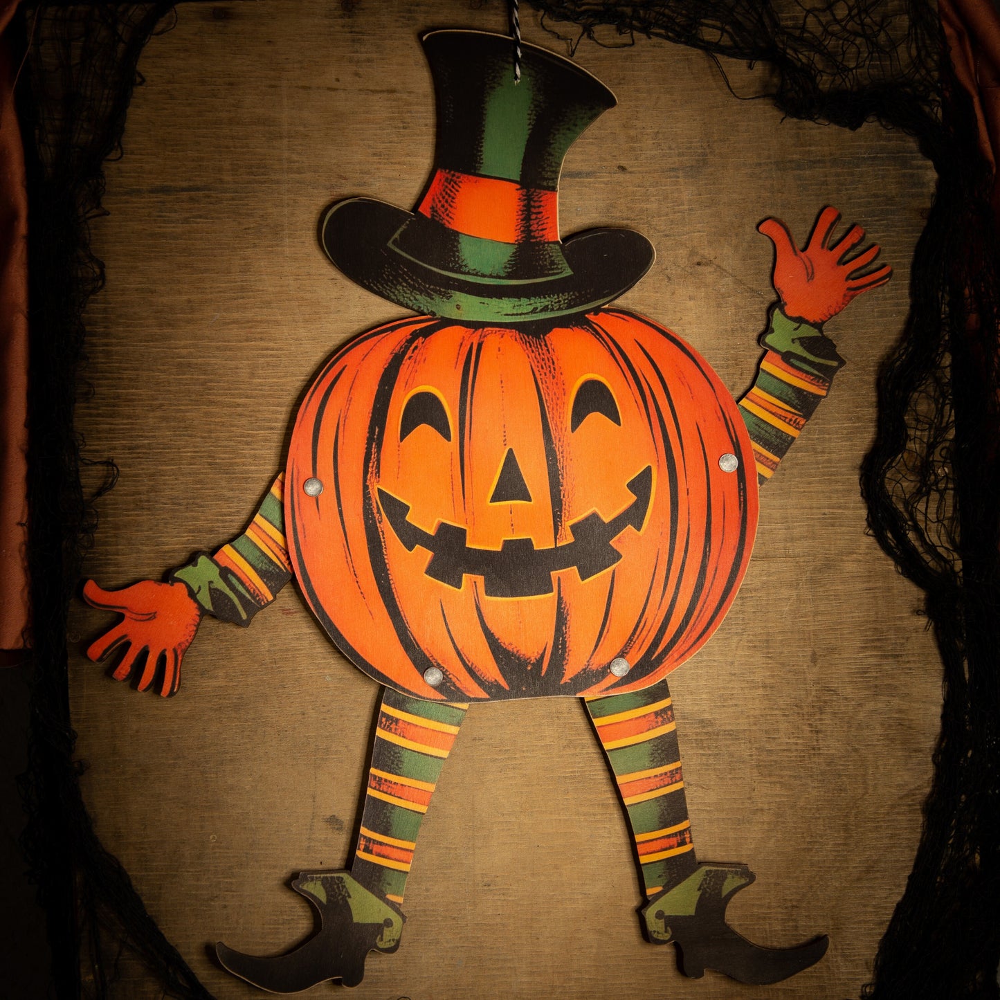 Vintage style jointed pumpkin man halloween decoration wooden hanging ornament, fall decor, halloween decor laser cut