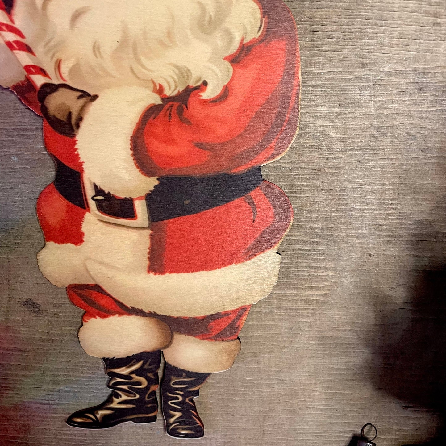 Retro Santa Vintage Christmas Decoration hanger, wall hanging kitsch festive decor wooden laser cut