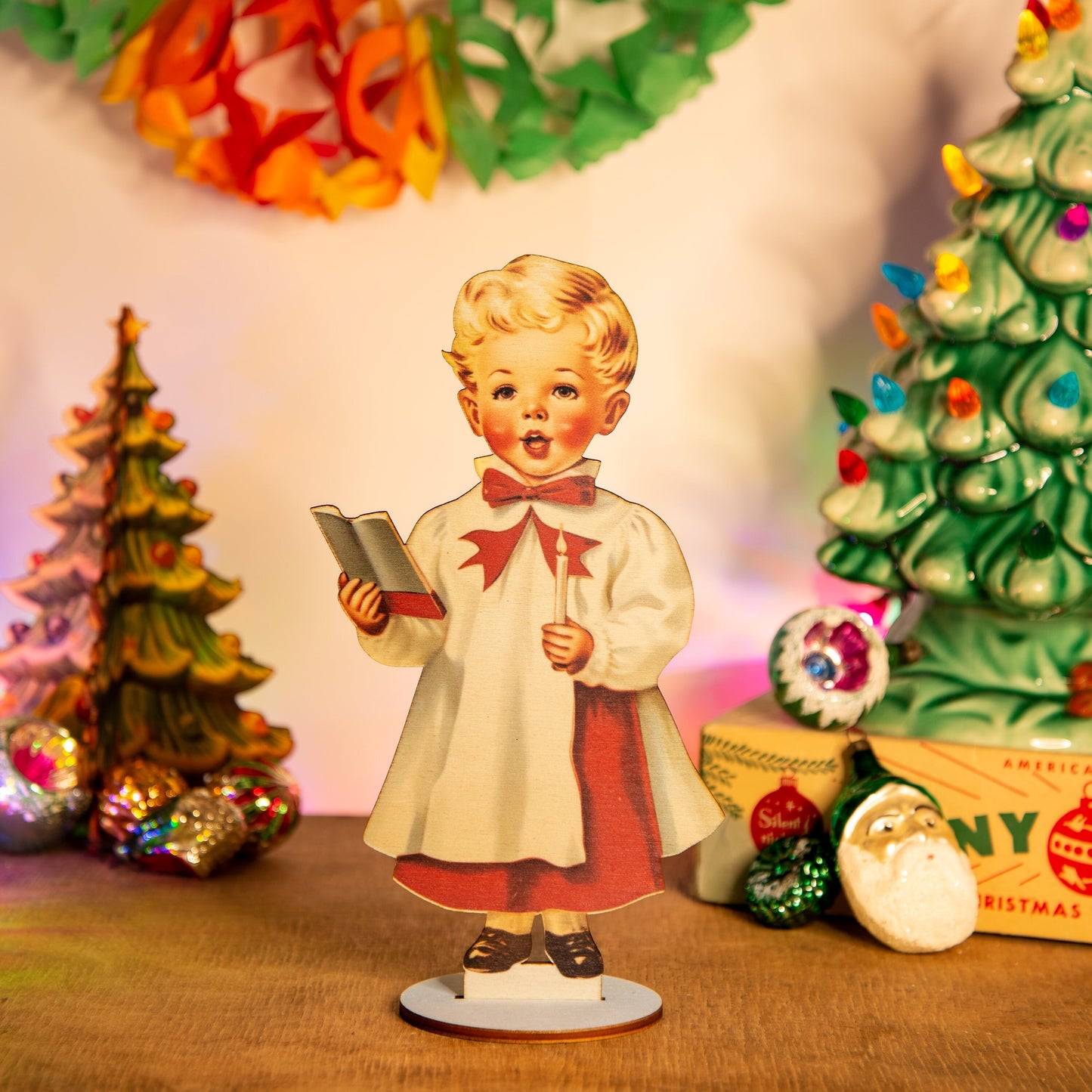 Retro Christmas Decoration Choir Boy's wooden ornament, holiday decor, christmas decor laser cut unique Christmas