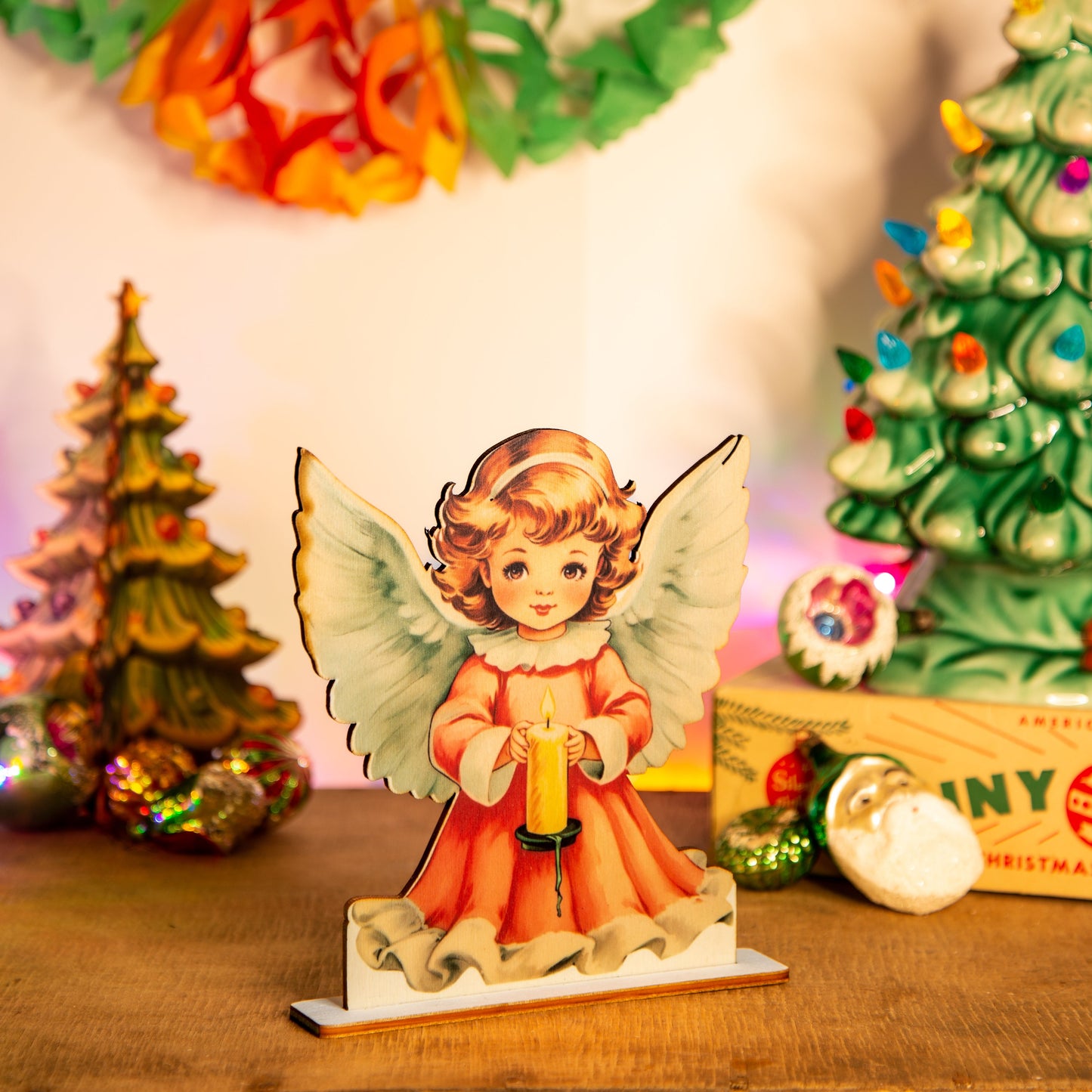 Vintage Christmas Angel Decoration wooden ornament, holiday decor, christmas decor laser cut unique Christmas