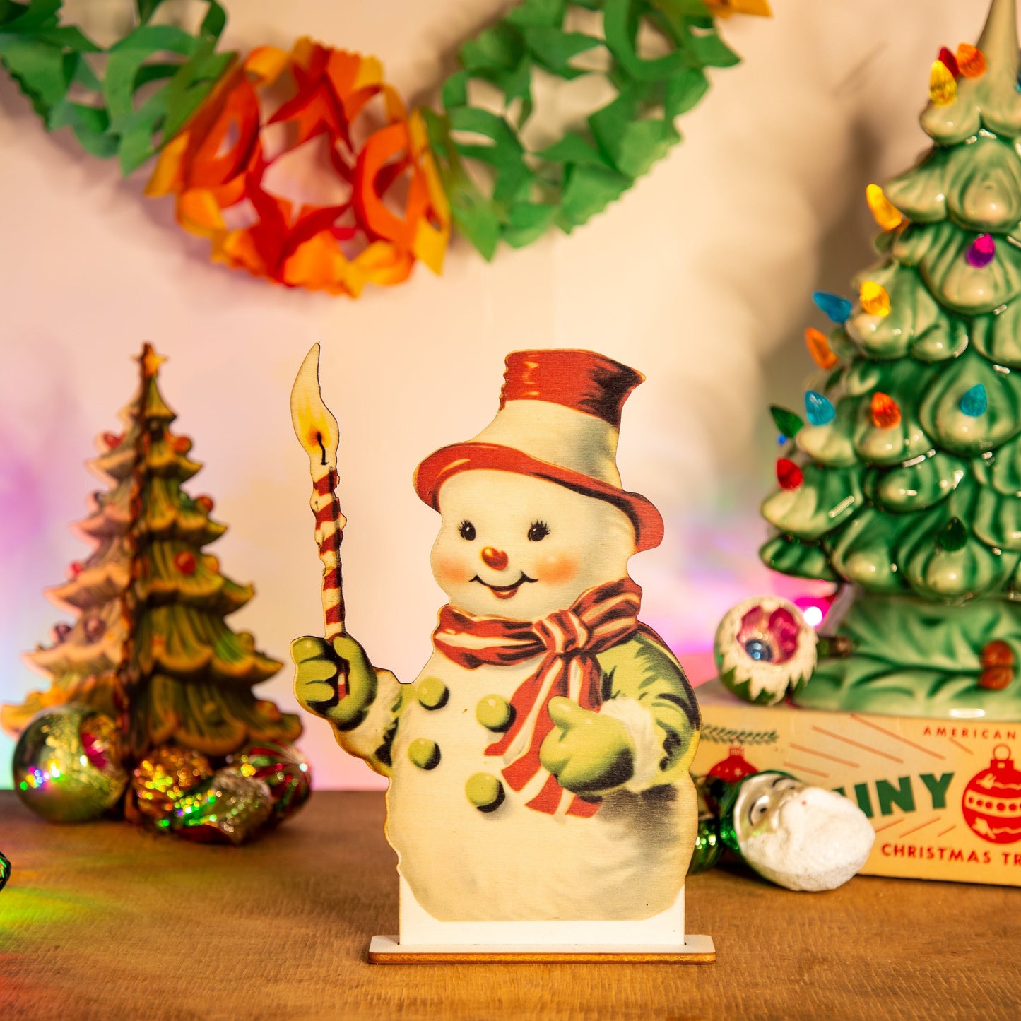 Vintage Christmas Snowman Decoration wooden ornament, holiday decor, christmas decor laser cut unique Christmas