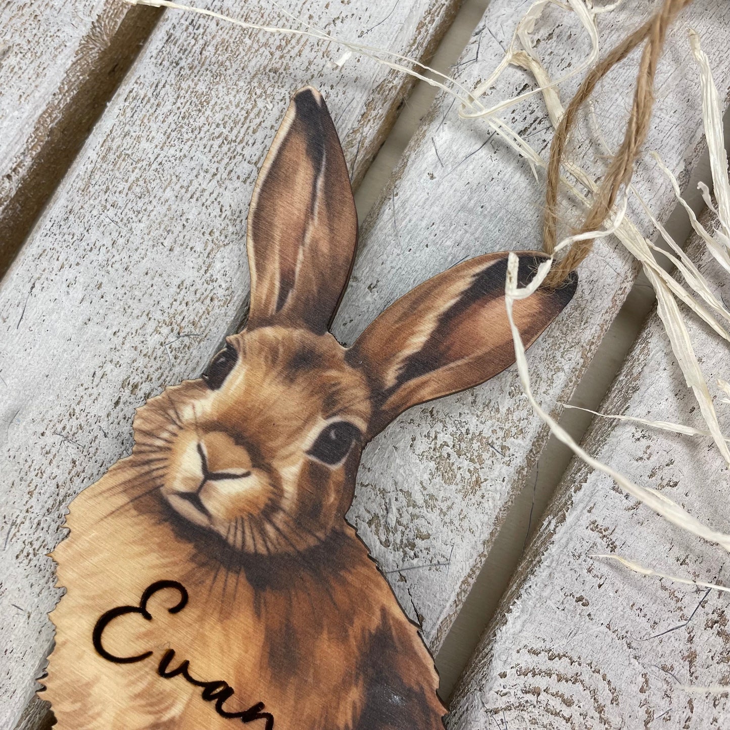 Personalised Easter Rabbit Tag  | Easter Basket Tag  | Wooden Easter Decoration  | Easter Place name | Easter Gift  | Easter Egg Hunt