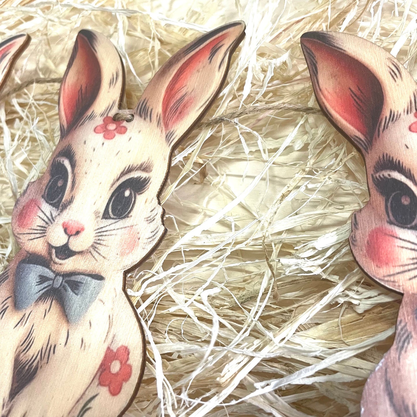 Easter Bunny Rabbit bunting wooden Garland Decoration easter, easter decor, vintage easter handmade wooden laser cut